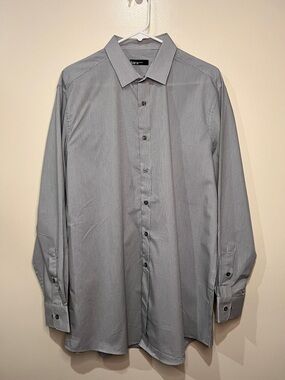 Bar III Slim Fit Dress Shirt Mens 16.5 32/33 Gray Check Button Down NWT